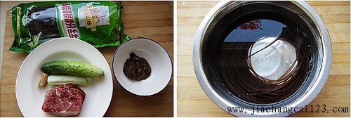 麻汁肉丁蕨根粉步骤1