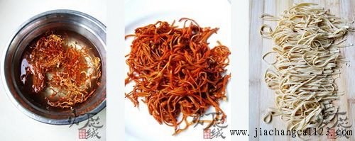 虫草花拌豆皮步骤1-3