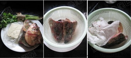 鱼头豆腐汤步骤1-3