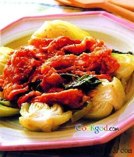 焖蒸猪肉油菜