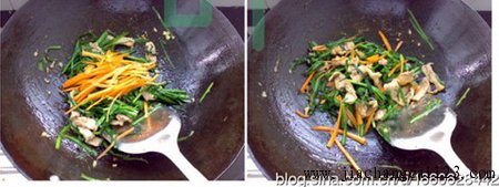 韭菜炒肉片步骤9-10
