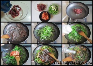 泡菜青椒牛肉丝的做法