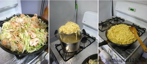 大虾炒面步骤10-12