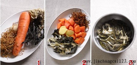 虫草花排骨菜干汤步骤1-3