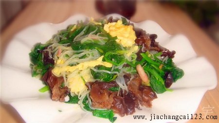 红根菠菜粉丝炒鸡蛋