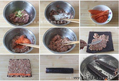 胡萝卜紫菜肉卷的做法
